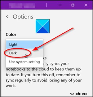 OneNote या Outlook में डार्क मोड कैसे सक्षम करें 