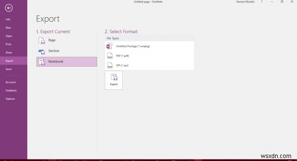 OneNote फ़ाइलों, नोट्स, नोटबुक को विभिन्न स्वरूपों में कैसे निर्यात करें 