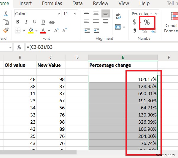 एक्सेल में प्रतिशत परिवर्तन कैसे खोजें? 