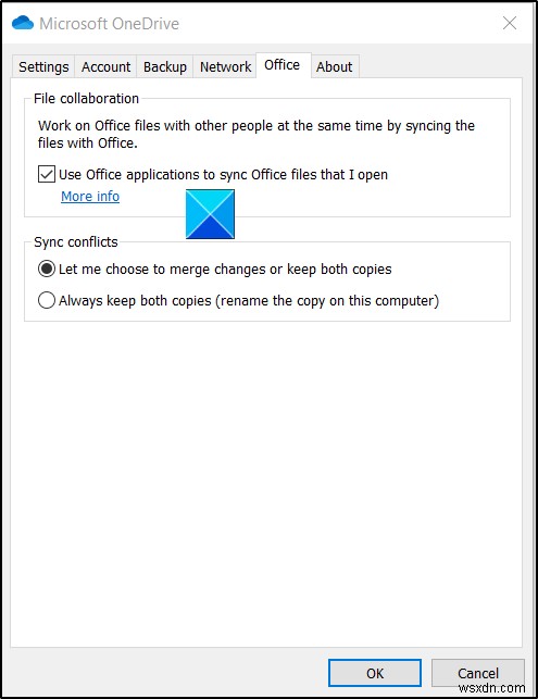 उपयोगकर्ताओं को यह चुनने की अनुमति दें कि Office फ़ाइल समन्वयन विरोधों को कैसे प्रबंधित किया जाए 