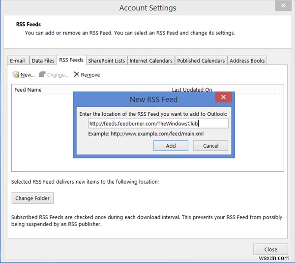 Windows 11/10 में Outlook में RSS फ़ीड्स कैसे जोड़ें? 