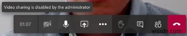 Microsoft Teams में व्यवस्थापक द्वारा वीडियो साझाकरण अक्षम किया गया है 