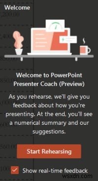 Microsoft PowerPoint ऑनलाइन में प्रस्तुतकर्ता कोच का उपयोग कैसे करें 