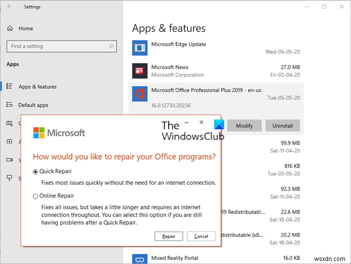यह उत्पाद स्थापना दूषित हो गई है - Microsoft Office त्रुटि