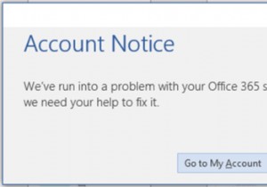 Office 365 सदस्यता में खाता नोटिस त्रुटि संदेश ठीक करें