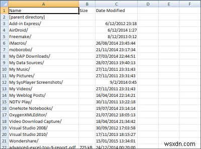 Excel में किसी फ़ोल्डर में फ़ाइलों की सूची कैसे प्राप्त करें 