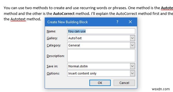 Microsoft Word के साथ उपयोग के लिए AutoText प्रविष्टियां कैसे बनाएं