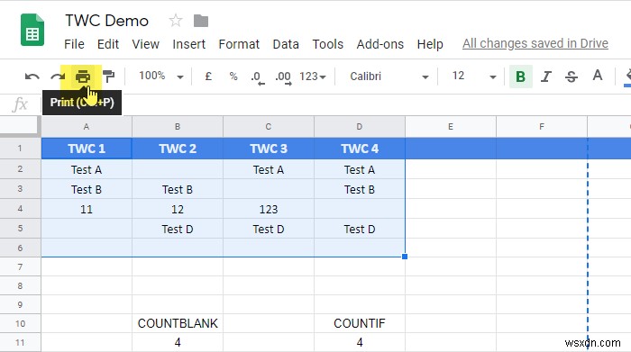 Microsoft Excel या Google पत्रक में चयनित सेल कैसे प्रिंट करें