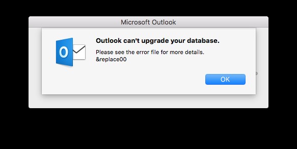 Outlook आपके डेटाबेस को macOS में अपग्रेड नहीं कर सकता