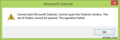 Microsoft Outlook प्रारंभ नहीं कर सकता, Outlook विंडो नहीं खोल सकता 