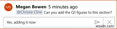 प्रतिक्रिया के लिए Office 365 ऐप टिप्पणियों में किसी को टैग करने के लिए @mention का उपयोग कैसे करें 