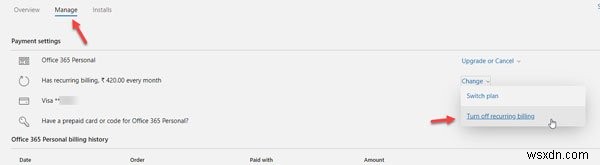 Office 365 सदस्यता कैसे रद्द करें या स्वतः नवीनीकरण कैसे रोकें 