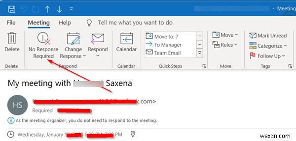 आमंत्रण के लिए आउटलुक मीटिंग रिस्पांस विकल्प दिखाई नहीं दे रहे हैं 