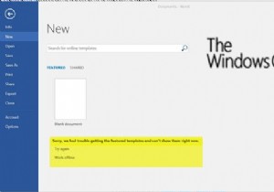 कार्यालय त्रुटि - क्षमा करें, हमें विशेष रुप से प्रदर्शित टेम्पलेट प्राप्त करने में समस्या हुई 