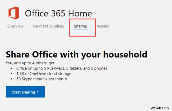 अपनी Office 365 सदस्यता को मित्रों और परिवार के साथ कैसे साझा करें 