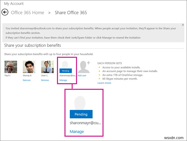 अपनी Office 365 सदस्यता को मित्रों और परिवार के साथ कैसे साझा करें 