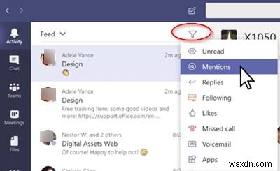 Microsoft Teams में अपनी गतिविधि फ़ीड को कैसे फ़िल्टर करें 