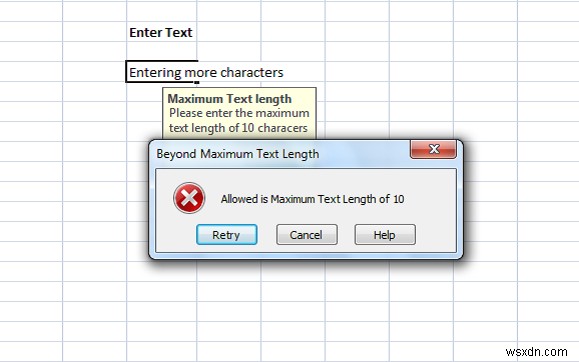 Microsoft Excel में त्रुटि संदेश कैसे जोड़ें 