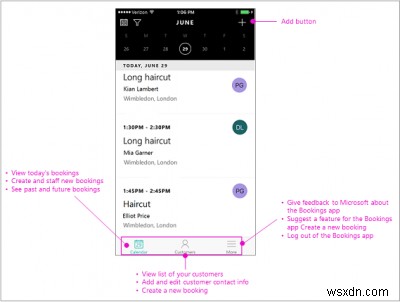 अपने मोबाइल डिवाइस से Microsoft Bookings को कैसे प्रबंधित करें 