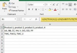 Excel और Google पत्रक में एकल कक्ष में अल्पविराम से अलग किए गए मानों की संख्या की गणना करें 