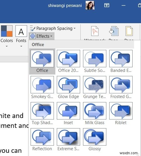 Microsoft Office प्रोग्राम में दस्तावेज़ थीम रंग कैसे बदलें 