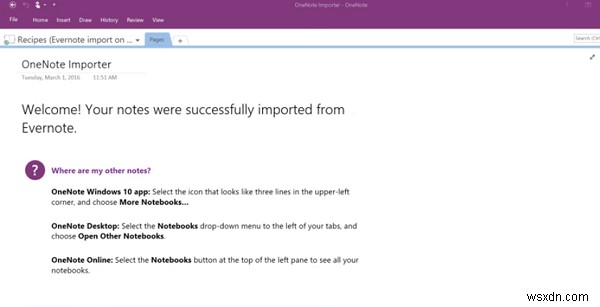 OneNote आयातक उपकरण का उपयोग करके नोट्स को EverNote से OneNote में माइग्रेट करें 