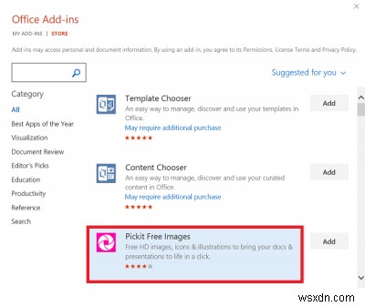 माइक्रोसॉफ्ट ऑफिस में पिकिट फ्री इमेज ऐड-इन कैसे जोड़ें और उपयोग करें 