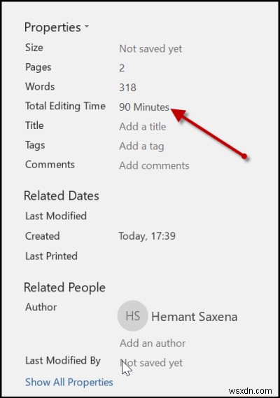 Microsoft Word दस्तावेज़ पर खर्च किए गए कुल संपादन समय का ट्रैक कैसे रखें