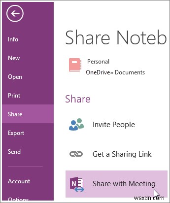 मीटिंग के दौरान OneNote नोटबुक कैसे साझा करें 