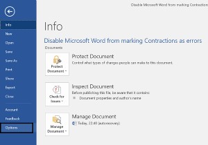 Microsoft Word को संकुचनों को त्रुटियों के रूप में चिह्नित करने से रोकें