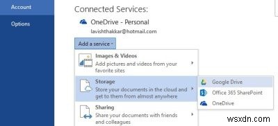 Google ड्राइव और ड्रॉपबॉक्स को Microsoft Office में स्थान सहेजें के रूप में जोड़ें 