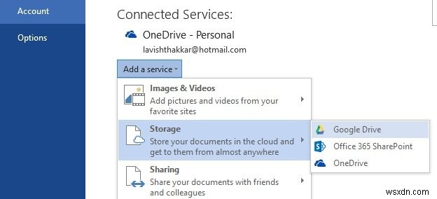 Google ड्राइव और ड्रॉपबॉक्स को Microsoft Office में स्थान सहेजें के रूप में जोड़ें 