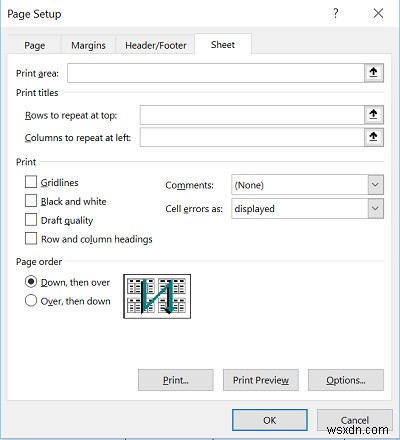 Microsoft Excel रिपोर्ट के प्रिंट शीर्षक के रूप में एक पंक्ति या स्तंभ का चयन कैसे करें 