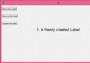 टिंकर विंडो में लेबल को गतिशील रूप से कैसे जोड़ें/निकालें/अपडेट करें? 