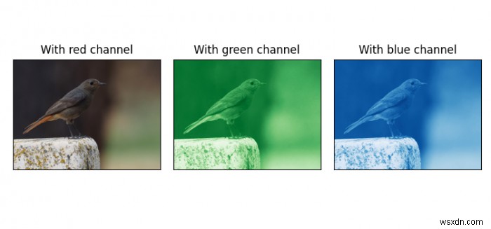 कैसे विभिन्न चैनलों के साथ अलग अलग रंग में Matplotlib में एक छवि दिखाने के लिए? 