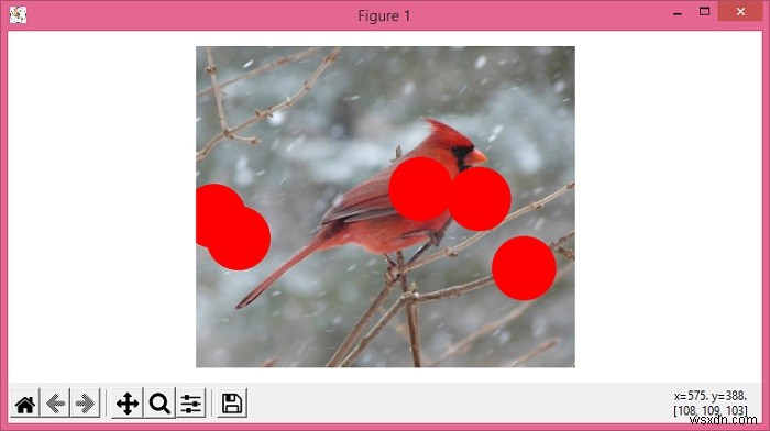 Matplotlib और NumPy के साथ एक छवि पर मंडलियां बनाना 