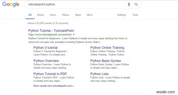पायथन कोड का उपयोग करके Google खोज करना? 