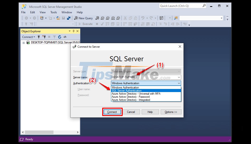 SSMS के माध्यम से SQL सर्वर से कनेक्शन कैसे करें 