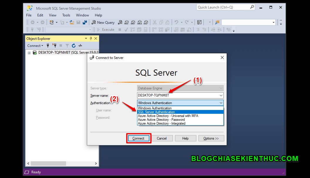 SSMS के माध्यम से SQL सर्वर से कनेक्शन कैसे करें 