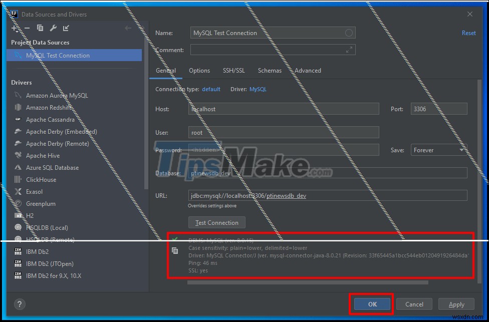 IntelliJ में MySQL सर्वर से कैसे कनेक्ट करें, इस पर निर्देश 