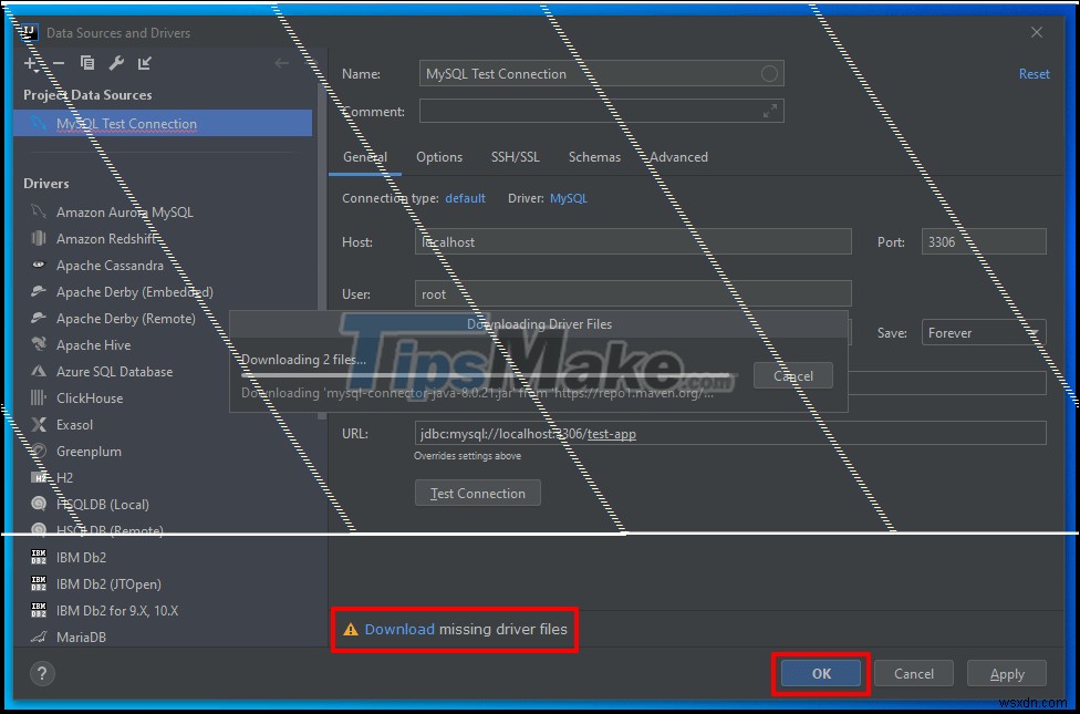 IntelliJ में MySQL सर्वर से कैसे कनेक्ट करें, इस पर निर्देश 