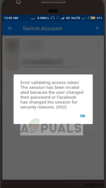 फिक्स:एक्सेस टोकन को मान्य करने में फेसबुक त्रुटि 