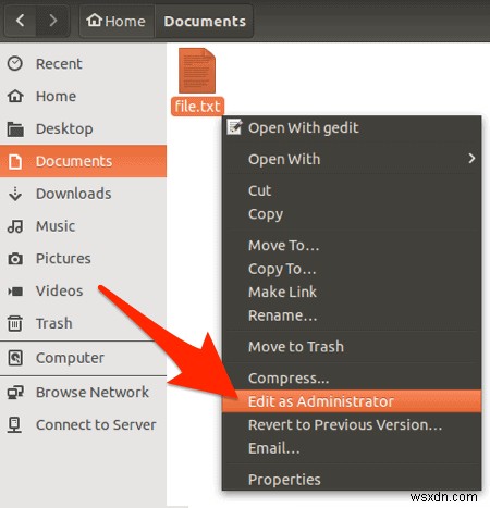 उबंटू राइट-क्लिक मेनू में  एडमिनिस्ट्रेटर के रूप में संपादित करें  कैसे जोड़ें? 