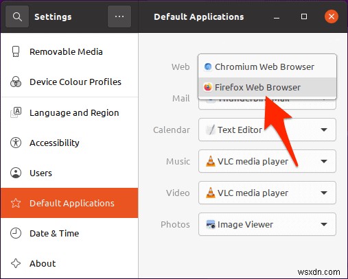 उबंटू में डिफ़ॉल्ट वेब ब्राउज़र को कैसे बदलें 
