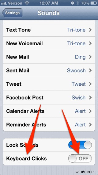 अपने iPhones कीबोर्ड पर  टाइपिंग साउंड्स  को डिसेबल कैसे करें 