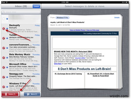 अपने iPhone, iPad या iPod Touch पर एक साथ कई ईमेल कैसे हटाएं? 