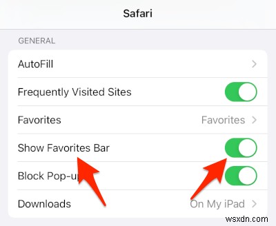 iPad के लिए Safari में बुकमार्क बार को कैसे सक्षम करें
