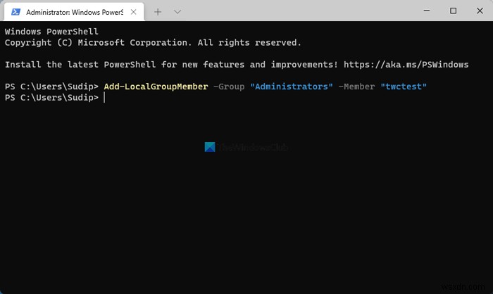 PowerShell का उपयोग करके व्यवस्थापक समूह में स्थानीय और Microsoft खाते कैसे जोड़ें 