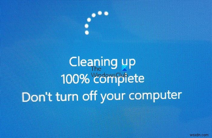 विंडोज कंप्यूटर सफाई स्क्रीन पर अटक गया 