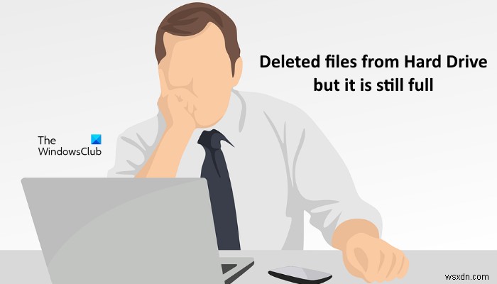 हार्ड ड्राइव से हटाई गई फ़ाइलें, लेकिन यह अभी भी भरी हुई है 
